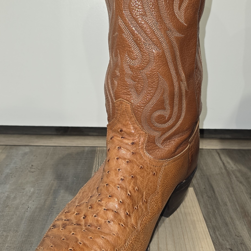 Tony Lama Tan Ostrich Cowboy Boots 9D - Picture 9 of 9